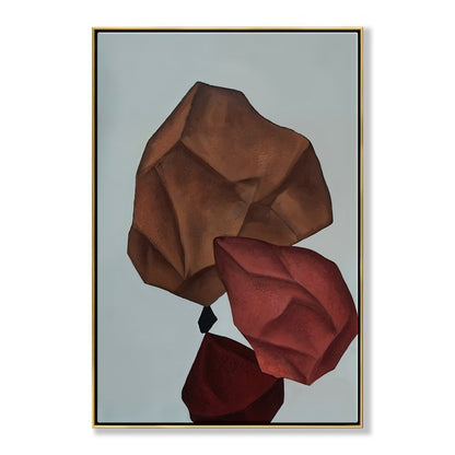 Abstract Balance of Shapes in Earth Tones - Modern Oil Painting for Home Decor