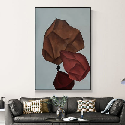 Abstract Balance of Shapes in Earth Tones - Modern Oil Painting for Home Decor