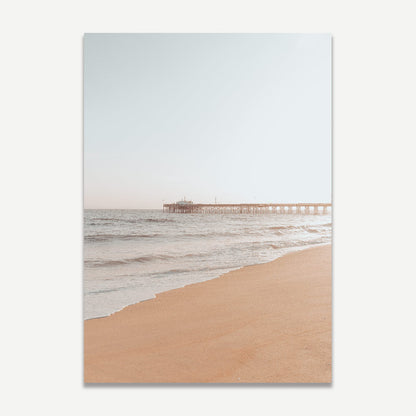 Tranquil Ocean View at Balboa Pier - Serene Beach Oil Painting Artwork