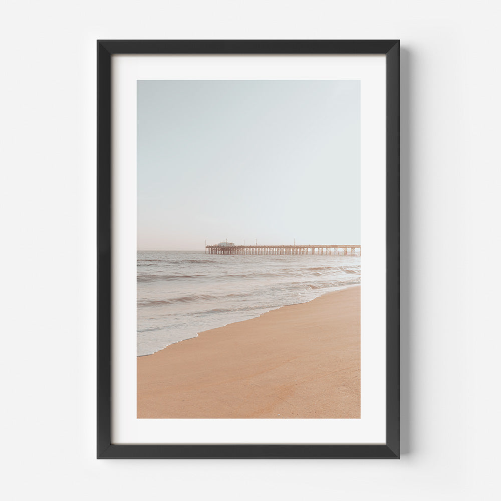 Tranquil Ocean View at Balboa Pier - Serene Beach Oil Painting Artwork