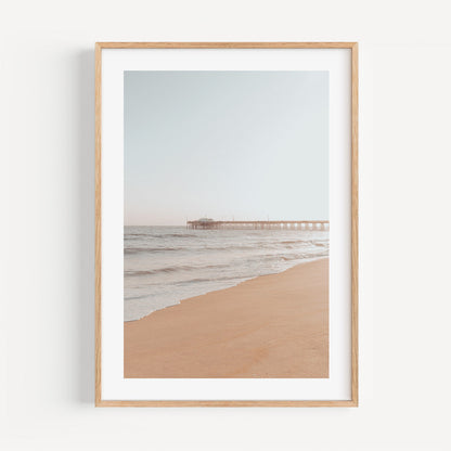 Tranquil Ocean View at Balboa Pier - Serene Beach Oil Painting Artwork