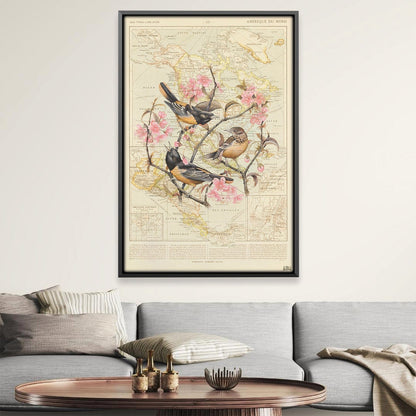 Vibrant Baltimore Oriole Oil Painting with Floral Accents for Home Decor
