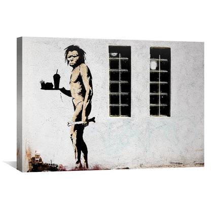 Unique Caveman Street Art Oil Painting for Modern Home Decor