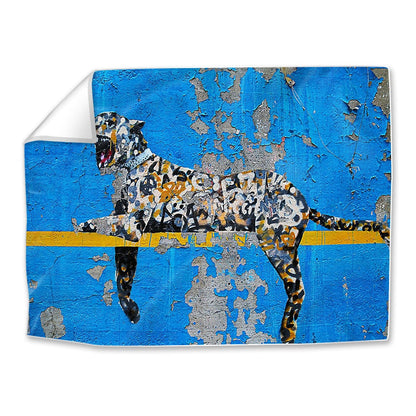 Vibrant Cheetah Oil Painting on Blue Wall Art for Modern Home Decor