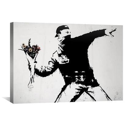 Flower Thrower Street Art Oil Painting for Modern Home Decor