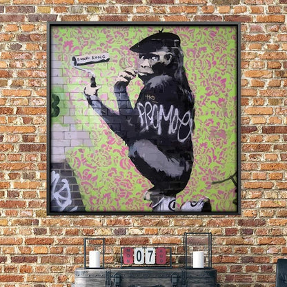 Urban Gorilla Artist Oil Painting - Modern Street Art Canvas