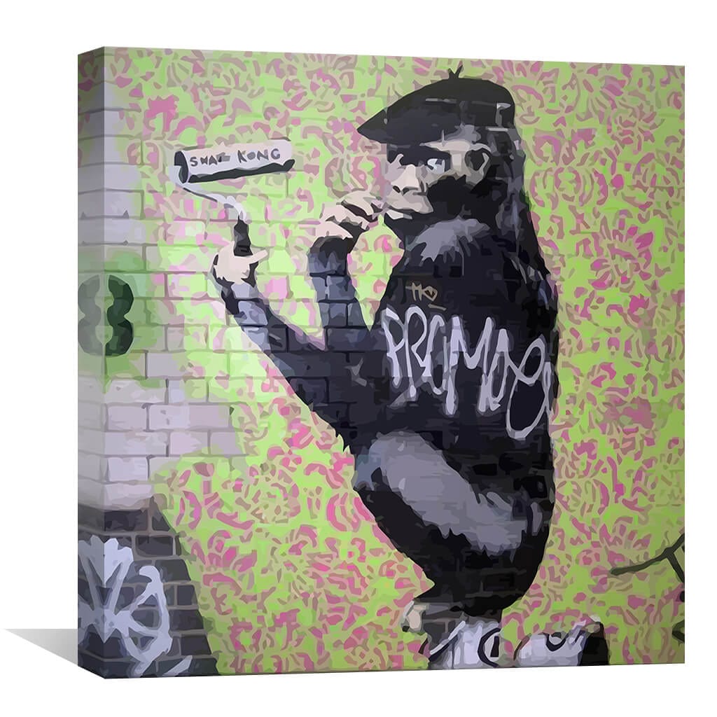 Urban Gorilla Artist Oil Painting - Modern Street Art Canvas