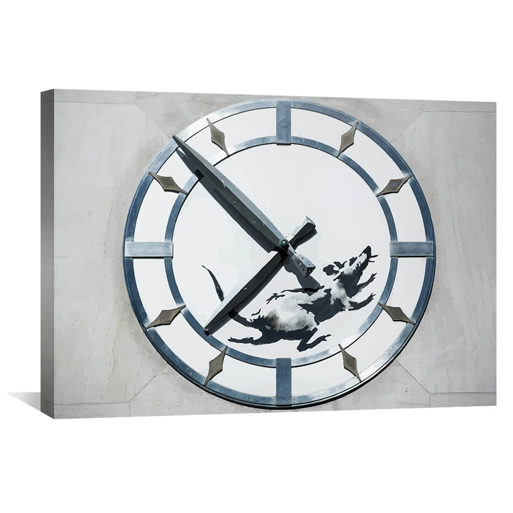 Urban Rat Clock Oil Painting - Contemporary Wall Art for Modern Decor