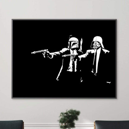 Star Wars Meets Pulp Fiction: Iconic Character Oil Painting for Home Decor