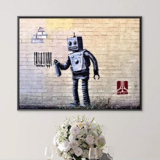 Street Art Robot Painting - Unique Urban Canvas for Modern Decor