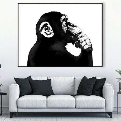 Thoughtful Monkey Art - Modern Oil Painting for Contemporary Home Decor