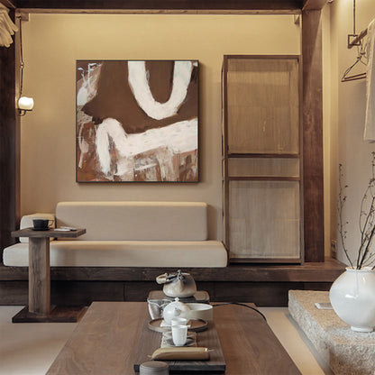 Elegant Wabi-Sabi Minimalist Oil Painting for Serene Home Decor