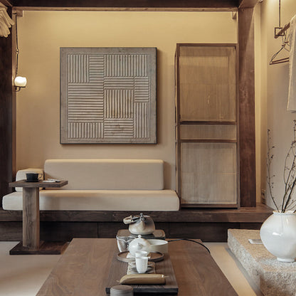 Contemporary Wabi-Sabi Minimalist Oil Painting for Serene Home Decor