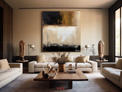 Stunning Modern Abstract Oil Painting with Elegant Earth Tones for Home Decor