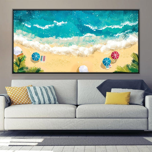 Vibrant Coastal Oasis Oil Painting for Artful Beach-Themed Decor