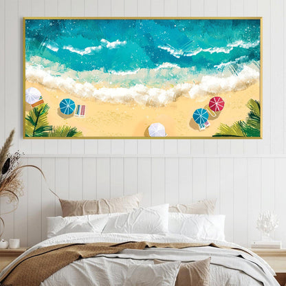 Vibrant Coastal Oasis Oil Painting for Artful Beach-Themed Decor