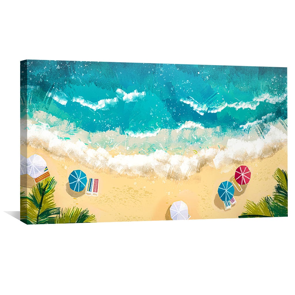 Vibrant Coastal Oasis Oil Painting for Artful Beach-Themed Decor