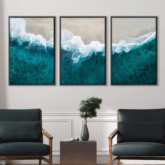 Tranquil Ocean Waves Oil Painting for Serene Beach Home Decor