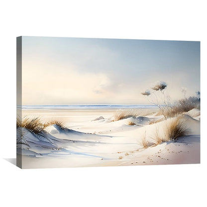 Tranquil Beach Landscape Oil Painting for Coastal Home Decor