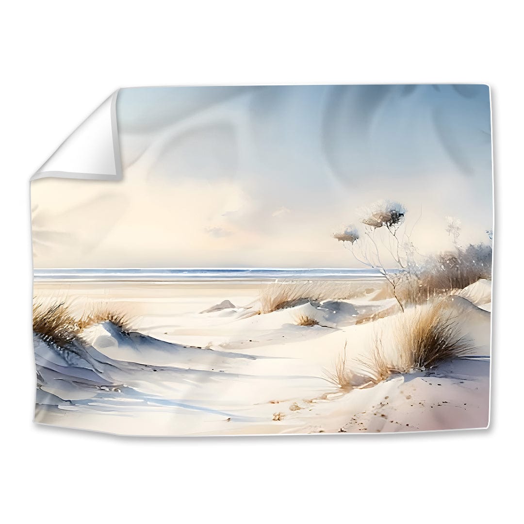 Serene Beach Landscape Oil Painting with Coastal Dunes and Soft Horizons