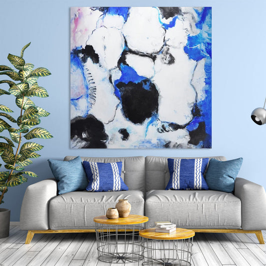 Abstract Blue and Black Oil Painting for Modern Home Decoration