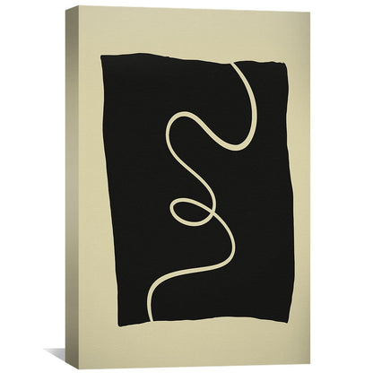 Abstract Beige and Black Lines Canvas Art for Modern Home Decor