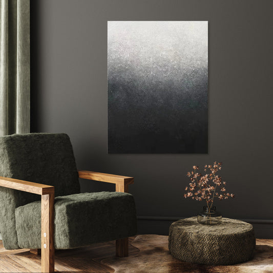 Abstract Serenity: Modern Oil Painting in Subtle Black and White Tones