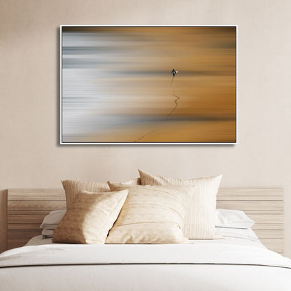 Serene Beach Walk Abstract Oil Painting for Modern Home Decor