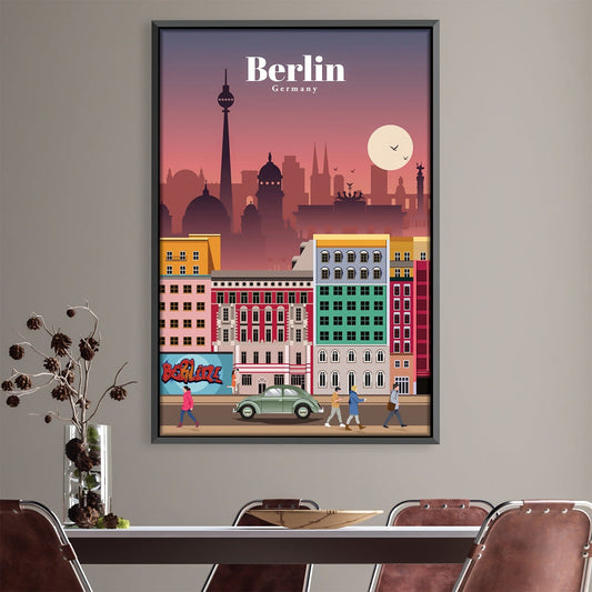 Vibrant Berlin Cityscape Oil Painting – Urban Art for Modern Home Decor