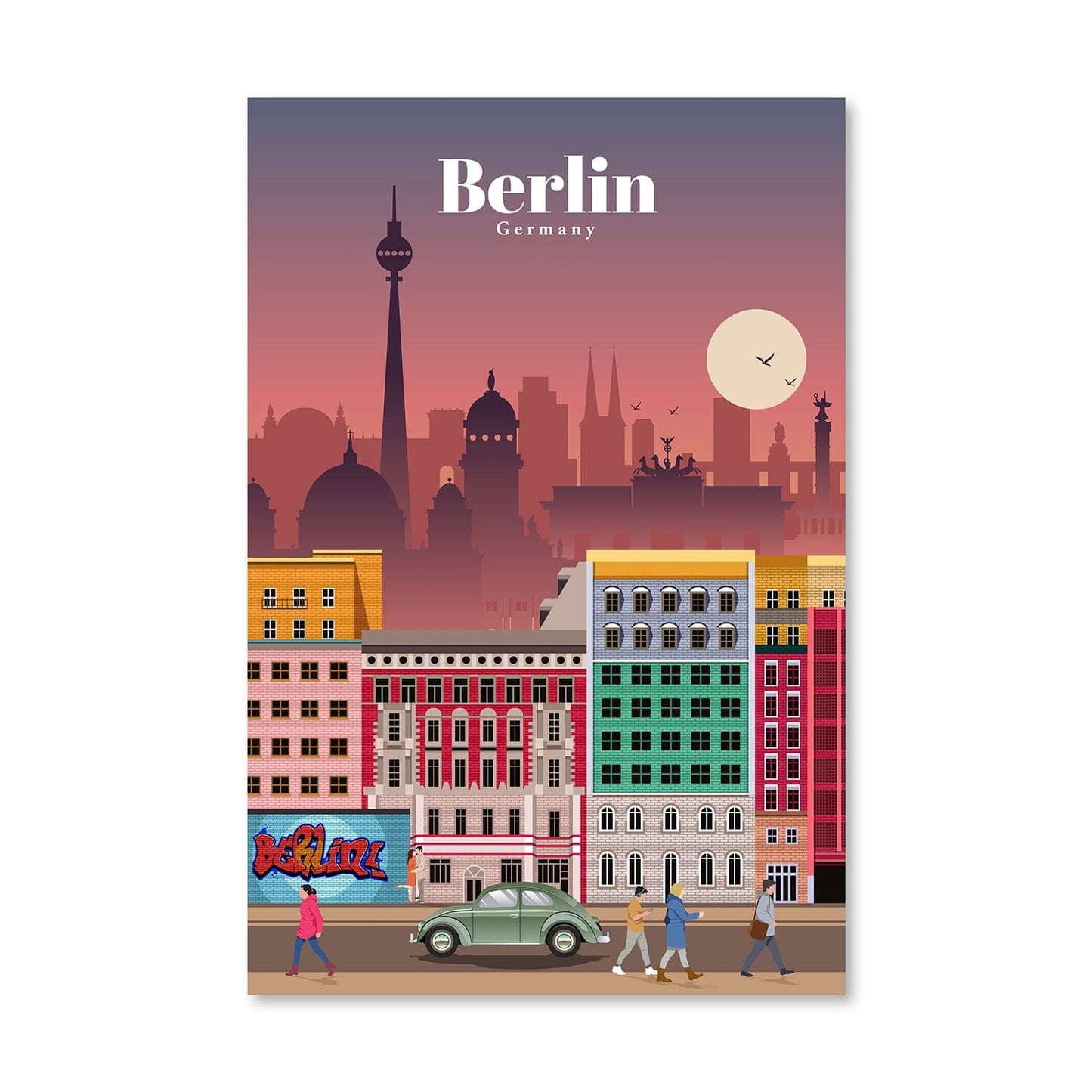 Vibrant Berlin Cityscape Oil Painting – Urban Art for Modern Home Decor