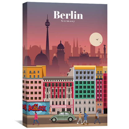 Vibrant Berlin Cityscape Oil Painting – Urban Art for Modern Home Decor