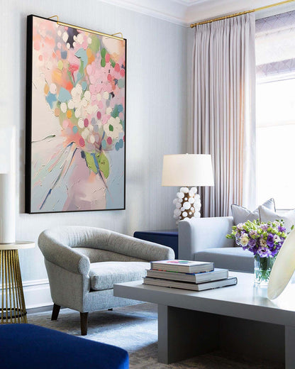 Vibrant Abstract Floral Oil Painting for Modern Home Decor