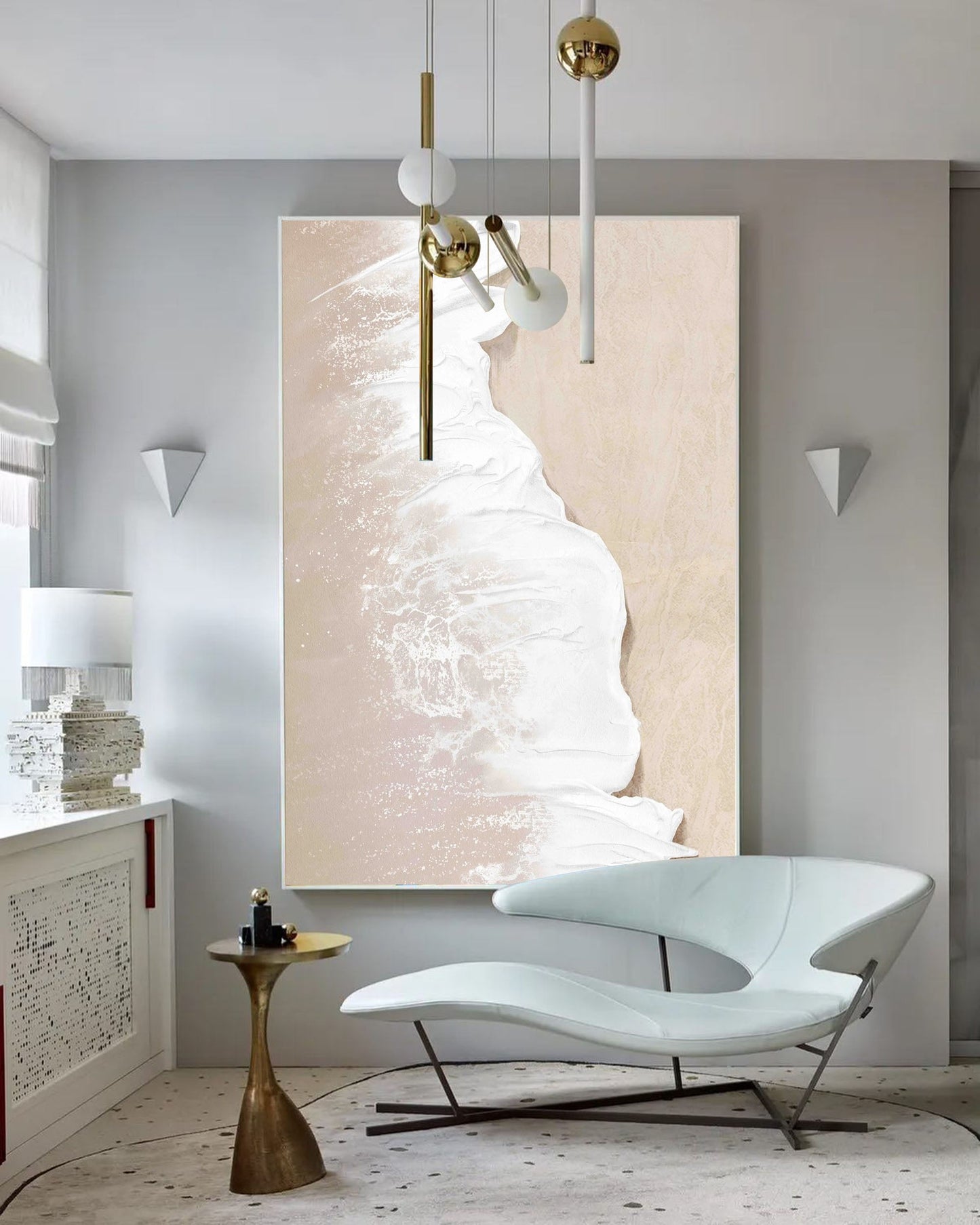 Abstract Textured Oil Painting in Soft Neutral Tones for Modern Interiors