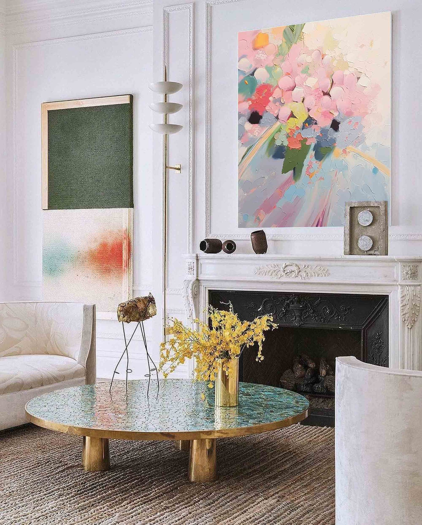 Vibrant Abstract Floral Oil Painting for Home Decor