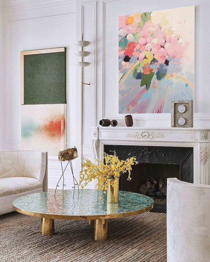 Vibrant Abstract Floral Oil Painting for Home Decor
