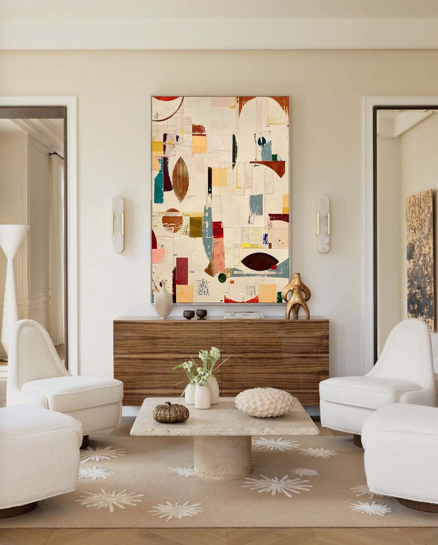 Modern Geometric Abstract Oil Painting for Contemporary Home Decor