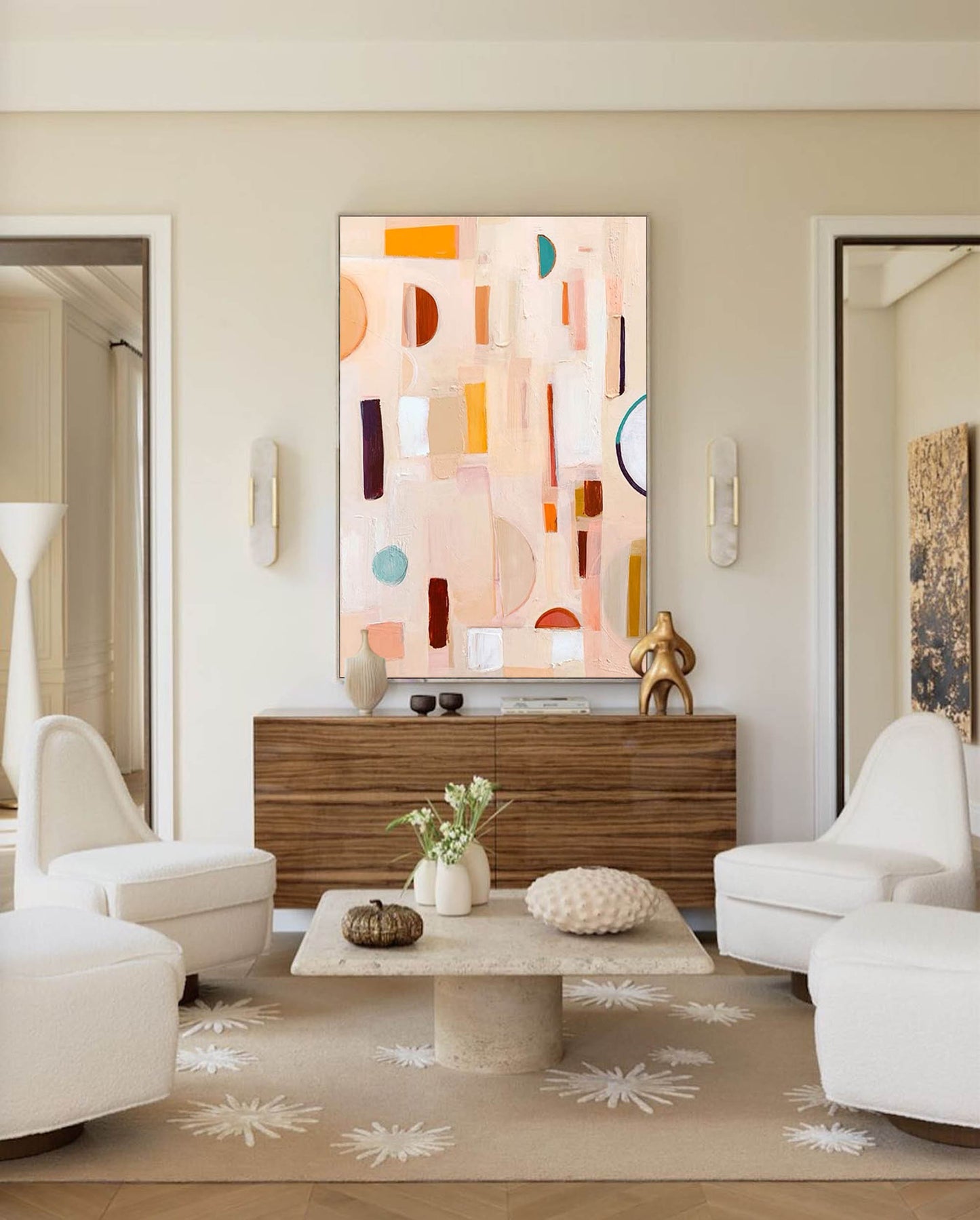 Abstract Geometric Oil Painting for Modern Home Decor and Art Lovers