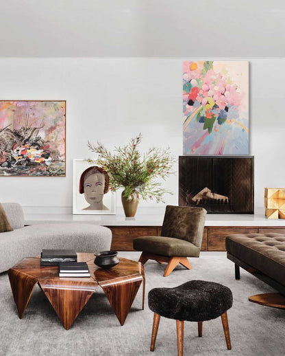 Vibrant Abstract Floral Oil Painting for Home Decor