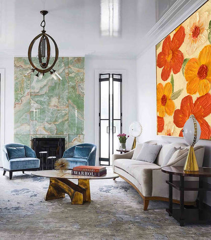 Vibrant Floral Oil Painting - Colorful Flower Wall Art for Home Decor