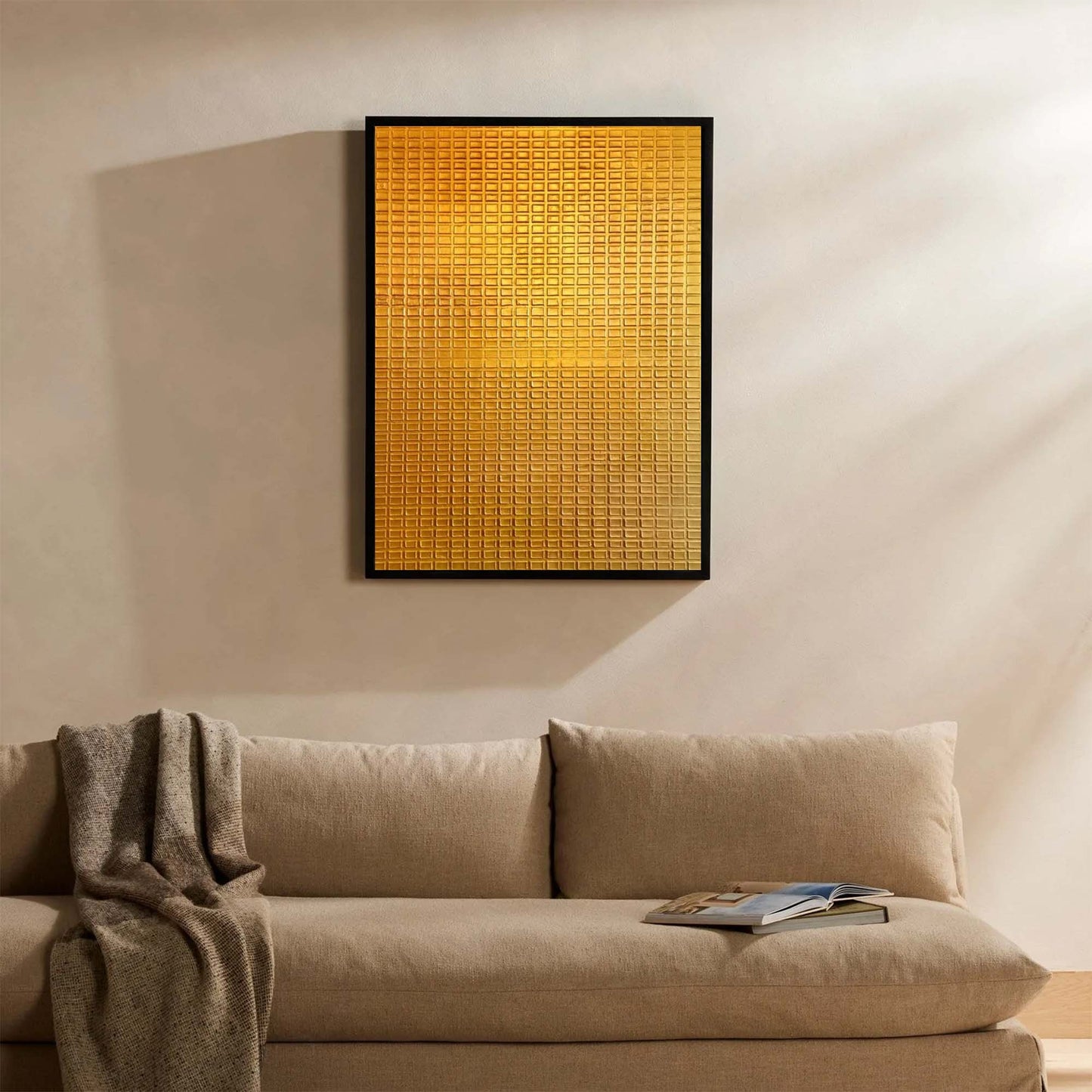 Textured Golden Abstract Oil Painting for Modern Home Decor and Wall Art