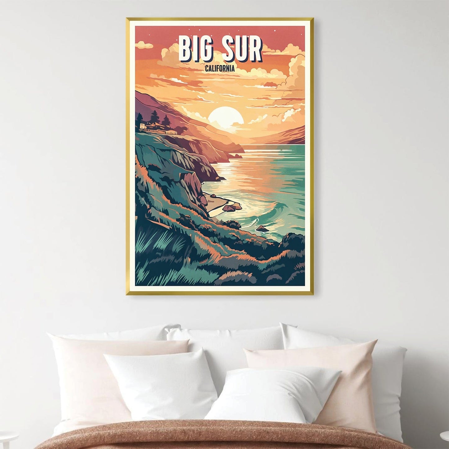 Stunning Big Sur Sunset Oil Painting – Vibrant Coastal Landscape Art