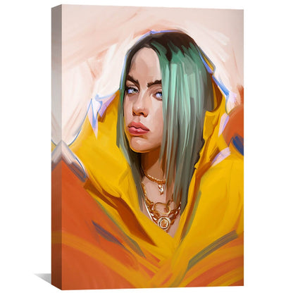 Vibrant Billie Eilish Inspired Oil Painting for Modern Art Lovers