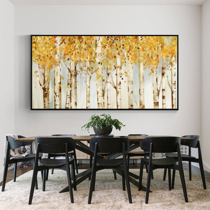 Tranquil Birches in Springtime - Modern Oil Painting for Elegant Home Decor