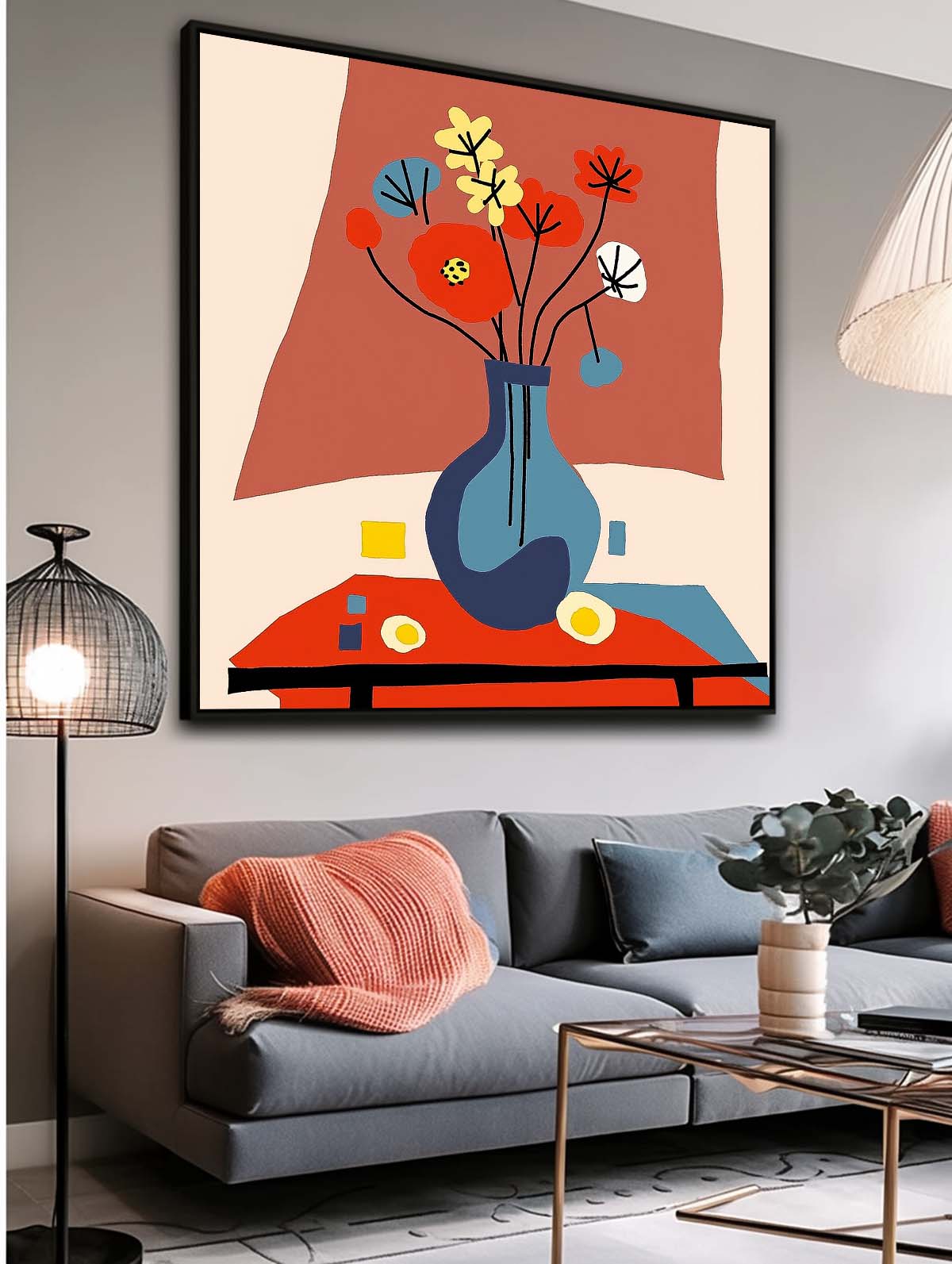 Vibrant Floral Still Life Oil Painting for Colorful Home Decor