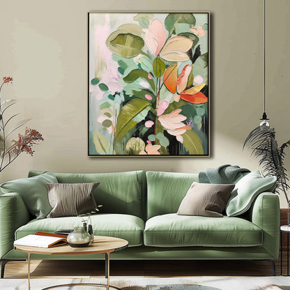 Vibrant Floral Oil Painting on Canvas - Contemporary Botanical Home Decor