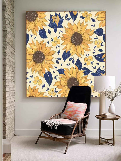 Vibrant Sunflower Oil Painting - Floral Wall Art for Bright Home Decor