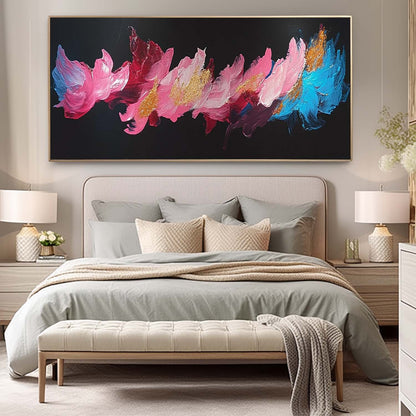 Vibrant Abstract Floral Oil Painting on Canvas for Modern Home Decor