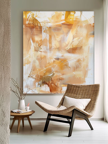 Contemporary Abstract Oil Painting in Earthy Tones for Modern Home Decor