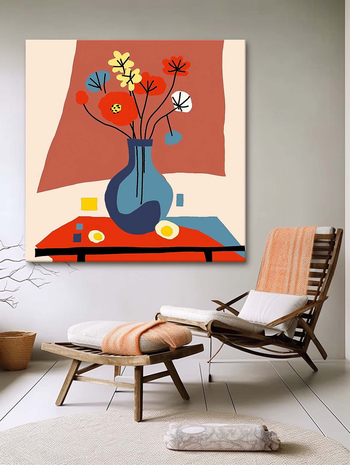 Vibrant Floral Still Life Oil Painting for Colorful Home Decor