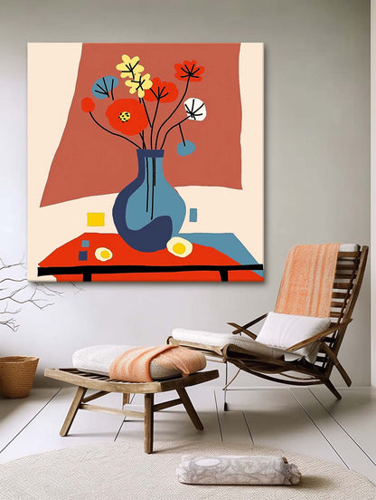 Vibrant Floral Still Life Oil Painting for Colorful Home Decor